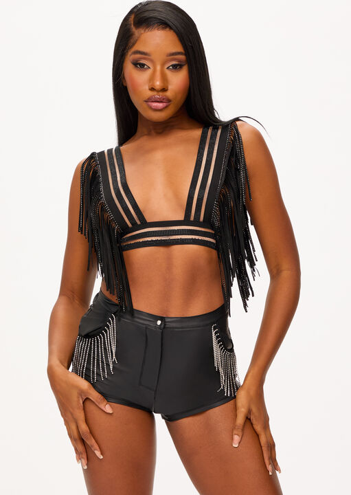Diamante PU Short image number 3.0